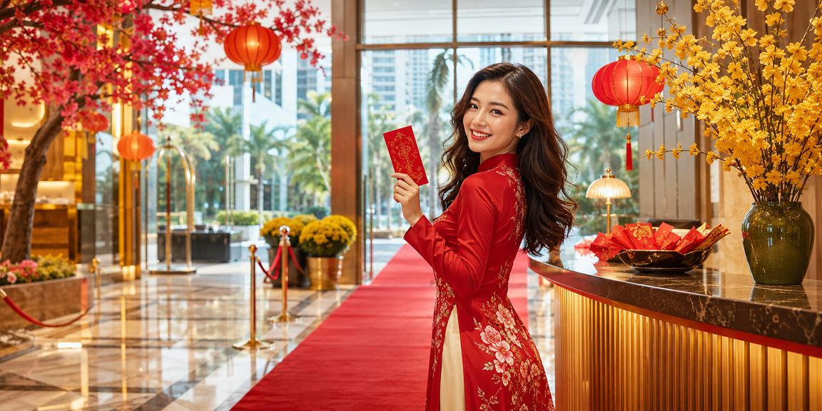 Phong bì đỏ may mắn và đèn lồng tại TP.HCM gợi không khí nhận thưởng và giao dịch tài chính