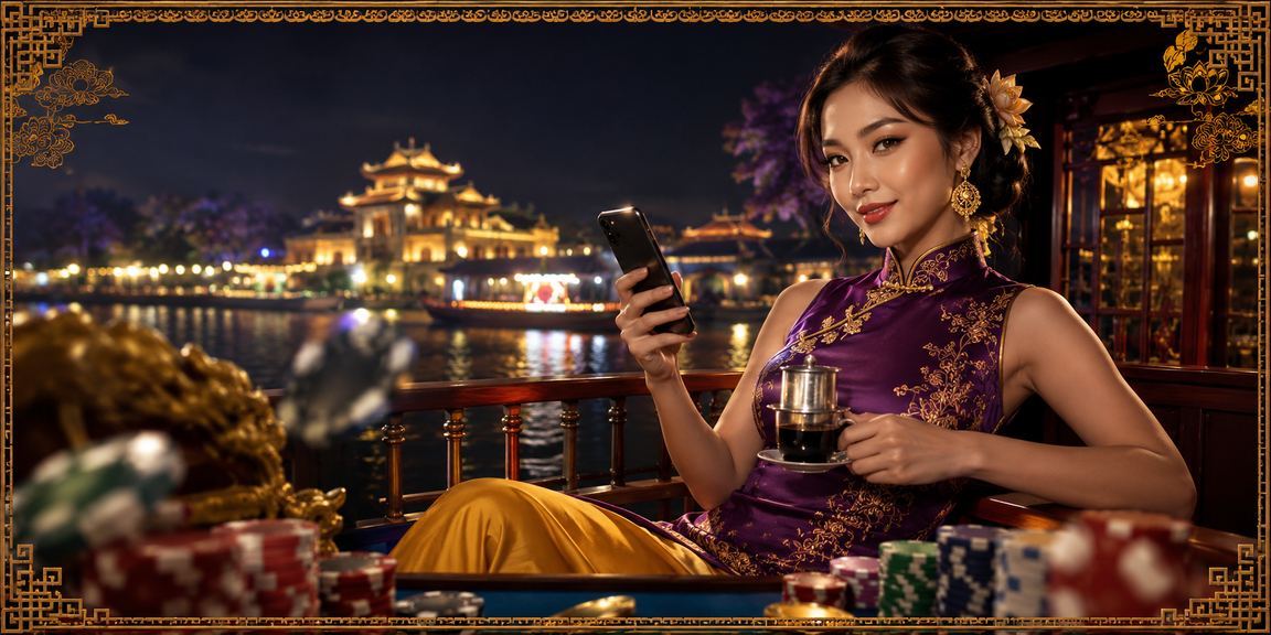 Người dùng Huế kiểm tra điều kiện khuyến mãi trên điện thoại bên tách cà phê