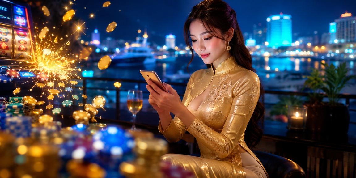 Phụ nữ áo dài Nha Trang trải nghiệm slot game và kiểm tra số dư tài khoản trên điện thoại