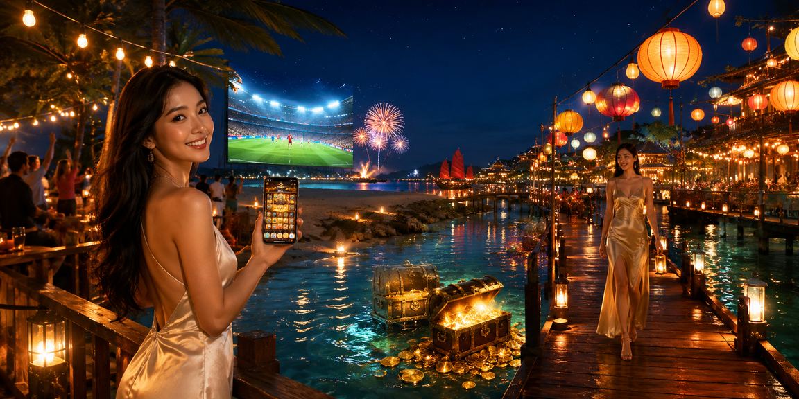 Người dùng Phú Quốc mở ứng dụng casino và xổ số trực tuyến tại chợ đêm